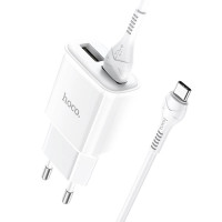 Адаптер мережевий Hoco Type-C Cable Star round dual Port charger set C88A |2USB, 2.4A|