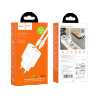 Адаптер мережевий Hoco Type-C to Lightning Cable Lineal C95A |1USB/1Type-C, PD/QC, 20W/3A|