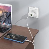 Адаптер мережевий Hoco Type-C to Lightning Cable Lineal C95A |1USB/1Type-C, PD/QC, 20W/3A|