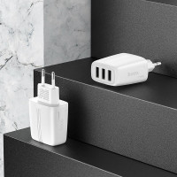 Адаптер мережевий HOCO Amazing three-port charger N15 |3USB, 3.4A|