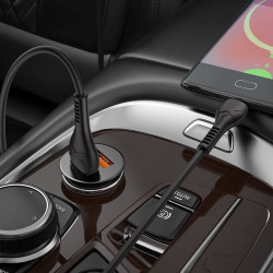 Адаптер автомобільний Hoco Micro USB Cable Developer dual port Car charger set NZ1 |2USB, 3A, 36W, QC|