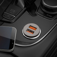 Адаптер автомобільний Hoco Type-C Cable Developer dual port Car charger set NZ1 |2USB, 3A, 36W, QC|