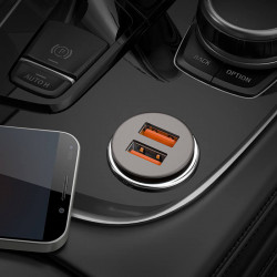 Адаптер автомобільний Hoco Type-C Cable Developer dual port Car charger set NZ1 |2USB, 3A, 36W, QC|