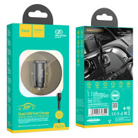 Адаптер автомобільний Hoco Lightning Cable Wise road dual port Car charger set NZ4 |2USB, 4.8A|