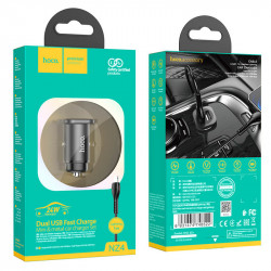 Адаптер автомобільний Hoco Lightning Cable Wise road dual port Car charger set NZ4 |2USB, 4.8A|