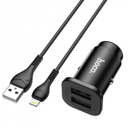 Адаптер автомобільний Hoco Lightning Cable Wise road dual port Car charger set NZ4 |2USB, 4.8A|