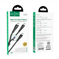 Кабель Hoco Combo Type-C to Type-C / Type-C Super U102 |1.5m, 3A,100W|