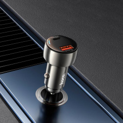 Адаптер автомобільний Hoco Leader dual-port Car charger with digital display Z50 |1USB/1Type-C, 48W/3A, PD/QC|
