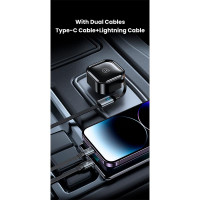 Адаптер автомобільний USAMS Car Charger With 2in1 Retractable Cable Type-C + Lightning US-CC219 C41 |30W, PD/QC|