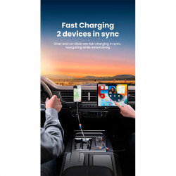 Адаптер автомобільний USAMS Car Charger With 2in1 Retractable Cable Type-C + Lightning US-CC219 C41 |30W, PD/QC|