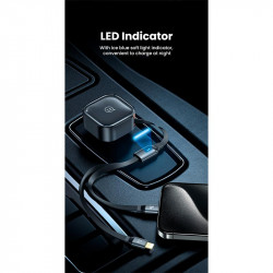 Адаптер автомобільний USAMS Car Charger With 2in1 Retractable Cable Type-C + Lightning US-CC219 C41 |30W, PD/QC|