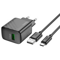Адаптер мережевий Hoco Type-C cable rich single Port charger CS21A |1USB, 18W/3A, QC|