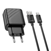Адаптер мережевий Hoco Type-C cable rich single Port charger CS21A |1USB, 18W/3A, QC|