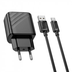 Адаптер мережевий Hoco Type-C cable rich single Port charger CS21A |1USB, 18W/3A, QC|