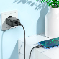 Адаптер мережевий Hoco Type-C cable rich single Port charger CS21A |1USB, 18W/3A, QC|