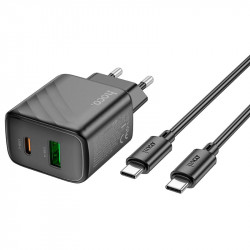 Адаптер мережевий HOCO Type-C to Type-C cable Sunlight dual-port charger CS23A |1USB/1Type-C, 30W/3A, PD/QC|