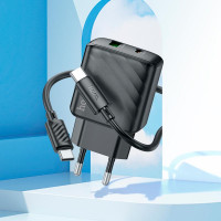 Адаптер мережевий HOCO Type-C to Type-C cable Sunlight dual-port charger CS23A |1USB/1Type-C, 30W/3A, PD/QC|