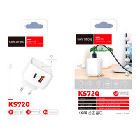 Адаптер мережевий Koni Strong KS72Q |1USB/1Type-C, 3A, QC/PD|