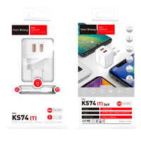 Адаптер мережевий Koni Strong Type-C Cable KS74 (T) |2USB, 2.4A|