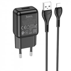 Адаптер мережевий Hoco Lightning cable single port charger set C96A |1USB, 2.1A|