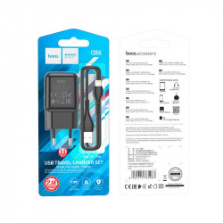 Адаптер мережевий Hoco Lightning cable single port charger set C96A |1USB, 2.1A|