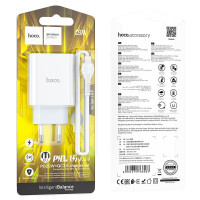 Адаптер мережевий Hoco Type-C to Lightning charger set C97A |1USB/1Type-C, 20W/3A, QC/PD|