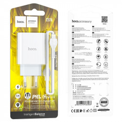 Адаптер мережевий Hoco Type-C to Lightning charger set C97A |1USB/1Type-C, 20W/3A, QC/PD|