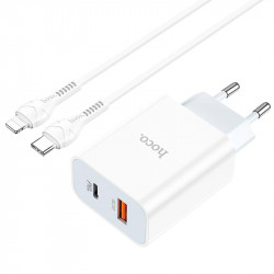 Адаптер мережевий Hoco Type-C to Lightning charger set C97A |1USB/1Type-C, 20W/3A, QC/PD|