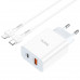 Адаптер мережевий Hoco Type-C to Lightning charger set C97A |1USB/1Type-C, 20W/3A, QC/PD|