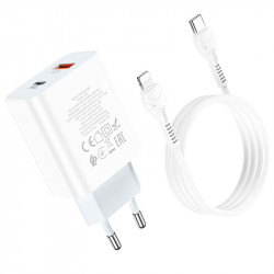 Адаптер мережевий Hoco Type-C to Lightning charger set C97A |1USB/1Type-C, 20W/3A, QC/PD|
