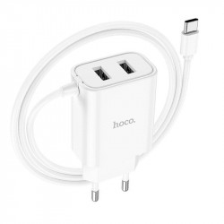 Адаптер мережевий Hoco Type-C Cable Courser dual-port charger C103A |2USB, 2.1A|