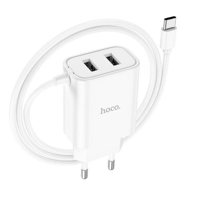 Адаптер мережевий Hoco Type-C Cable Courser dual-port charger C103A |2USB, 2.1A|