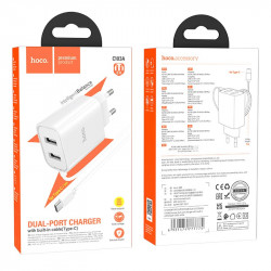 Адаптер мережевий Hoco Type-C Cable Courser dual-port charger C103A |2USB, 2.1A|