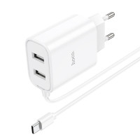 Адаптер мережевий Hoco Type-C Cable Courser dual-port charger C103A |2USB, 2.1A|