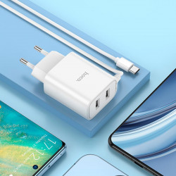 Адаптер мережевий Hoco Type-C Cable Courser dual-port charger C103A |2USB, 2.1A|