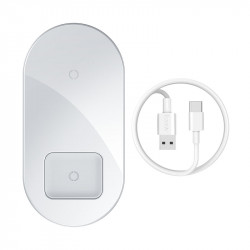 Зарядка Qi BASEUS Simple 2in1 Wireless Charger Pro Edition For Phones + Pod |15W| (WXJK-C02)