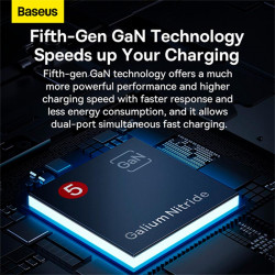 Адаптер мережевий Baseus Gan5 Pro Ultra - Slim Fast Charger C + U 65W (Overseas Edition) (CCGP150113)