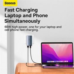 Адаптер мережевий Baseus Gan5 Pro Ultra - Slim Fast Charger C + U 65W (Overseas Edition) (CCGP150113)