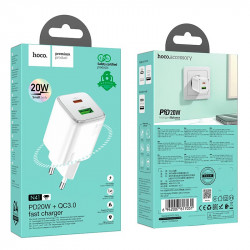 Адаптер мережевий Hoco Almighty charger N41 |1USB/1Type-C, 20W/3A, PD/QC|
