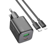 Адаптер мережевий Hoco Type-C to Lightning cable Almighty charger N41 |1USB/1Type-C, 20W/3A, PD/QC|