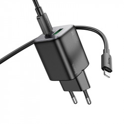 Адаптер мережевий Hoco Type-C to Lightning cable Almighty charger N41 |1USB/1Type-C, 20W/3A, PD/QC|