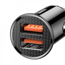 Адаптер автомобільний BASEUS Circular Plastic A + A PPS |2USB, 5A, QC 3.0| CCALL-YD02)