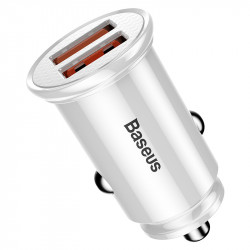 Адаптер автомобільний BASEUS Circular Plastic A + A PPS |2USB, 5A, QC 3.0| CCALL-YD02)