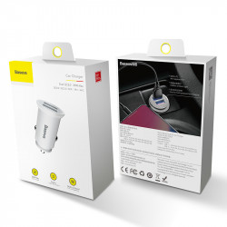 Адаптер автомобільний BASEUS Circular Plastic A + A PPS |2USB, 5A, QC 3.0| CCALL-YD02)