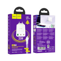Адаптер мережевий Hoco Type-C to Lightning Cabel Start three-port charger N33 |1USB/2Type-C, PD/QC, 35W/3A|