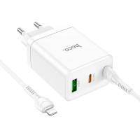 Адаптер мережевий Hoco Type-C to Lightning Cabel Start three-port charger N33 |1USB/2Type-C, PD/QC, 35W/3A|