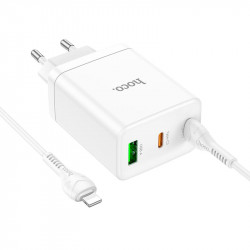 Адаптер мережевий Hoco Type-C to Lightning Cabel Start three-port charger N33 |1USB/2Type-C, PD/QC, 35W/3A|