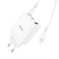 Адаптер мережевий Hoco Type-C to Lightning Cabel Start three-port charger N33 |1USB/2Type-C, PD/QC, 35W/3A|