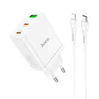 Адаптер мережевий Hoco Type-C to Lightning Cabel Start three-port charger N33 |1USB/2Type-C, PD/QC, 35W/3A|