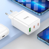 Адаптер мережевий Hoco Type-C to Lightning Cabel Start three-port charger N33 |1USB/2Type-C, PD/QC, 35W/3A|